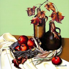 Stillleben mit Äpfeln und Ahornlaub Stillleben mit Äpfeln und Ahornlaub