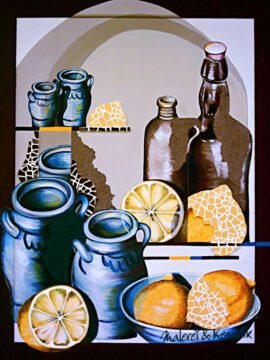 Zitronen mit blauen Krügen Zitronen mit blauen Krügen